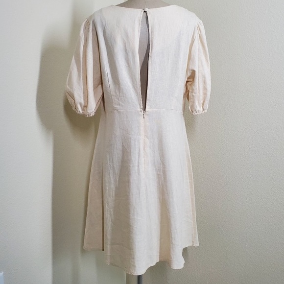 Asos Design Linen Mini Dress With Puff Sleeves - Picture 6 of 9